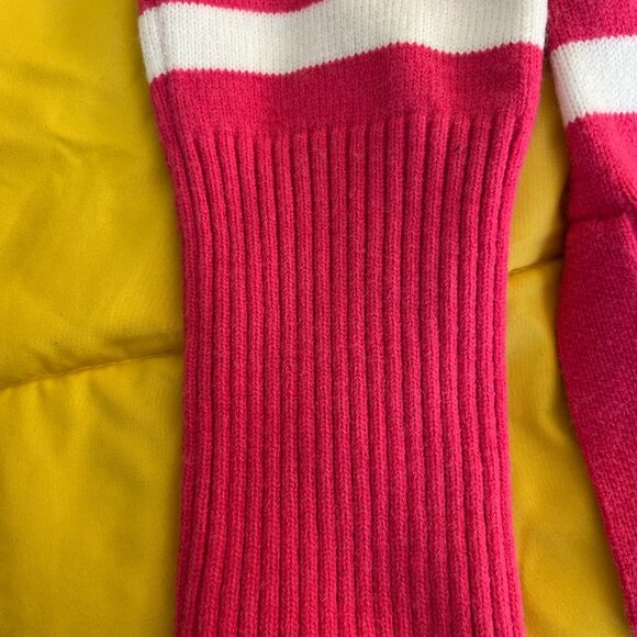 Grace & Karma Hot Pink Striped Collared Sweater | Preppy Chic | Women’s Medium - Picture 2 of 6